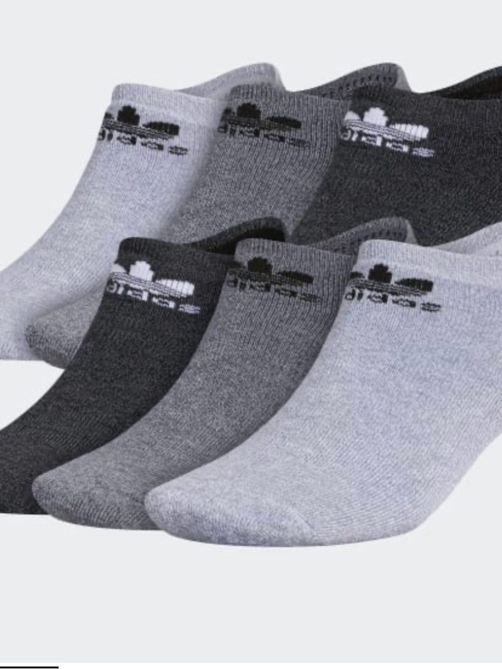 adidas Men’s 6-Pack No-Show Socks - Black & Gray